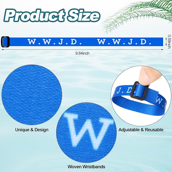 HyDren 100 Pieces Webbing Bracelets What Would Jesus Do Bracelets Christian Jesus Bracelets Religious Charm for Men Women Boys and Girls