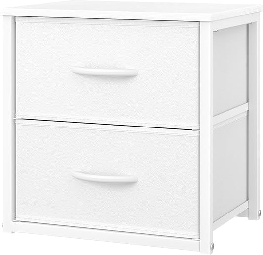 Stackable Storage Drawers, White Closet Organizer with Wooden Top & Metal Frame, Closet Storage Drawers for Clothes, Freestanding or Stackable Dresser for Bedroom, Living Room, Under Bed