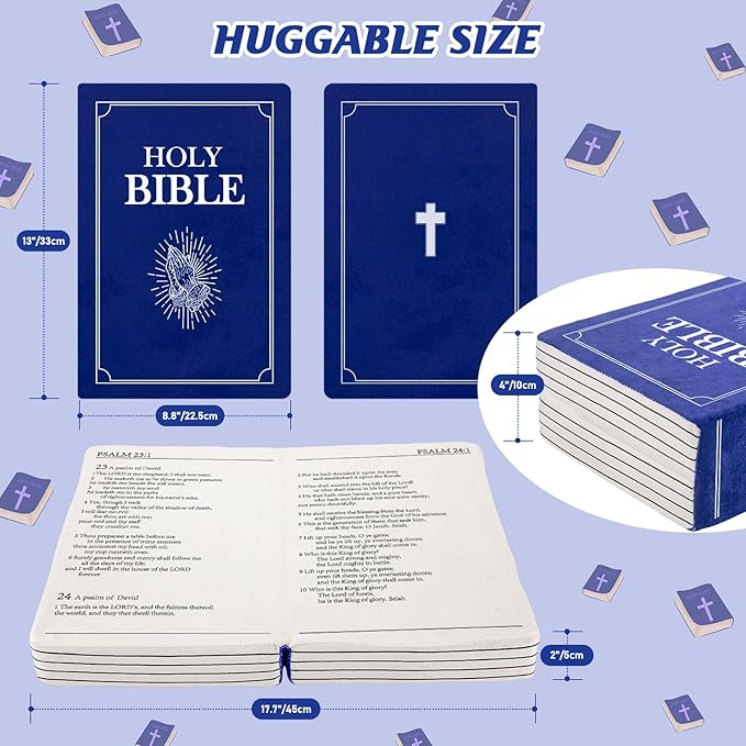 Children's Cartoon Plush Toy Throw Pillows, Christmas holiday Bible Book Pillow that Opens, Home Aesthetic Room Decorative Pillow, Kids Pillow, for Bedroom Sofa Cushion Chair Couch Bed (Blue)