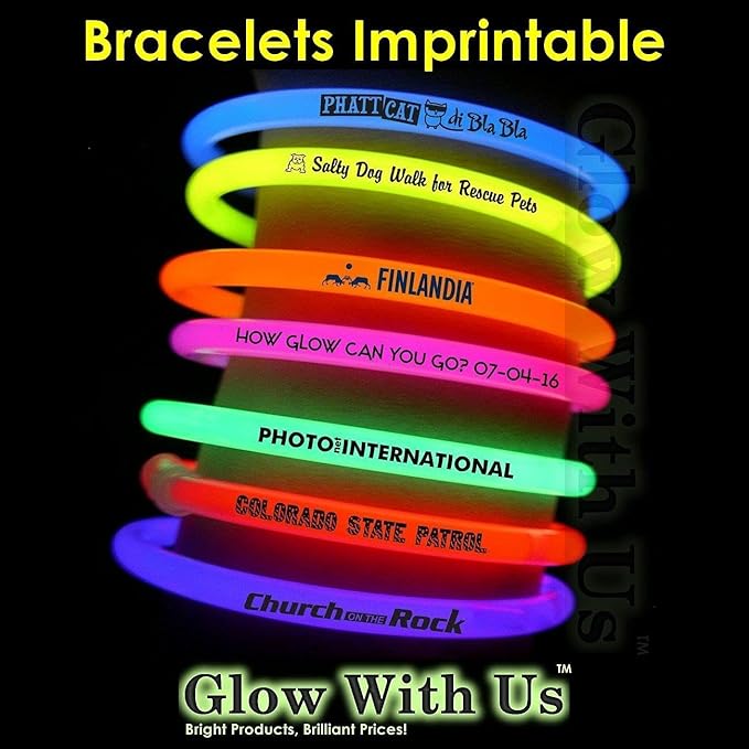 Glow Sticks Bulk Wholesale Bracelets, 2500 8” Blue Glow Stick Glow Bracelets, Bright Color, Glow 8-12 Hrs, Glow Party Favors Supplies, Sturdy Packaging, GlowWithUs Brand