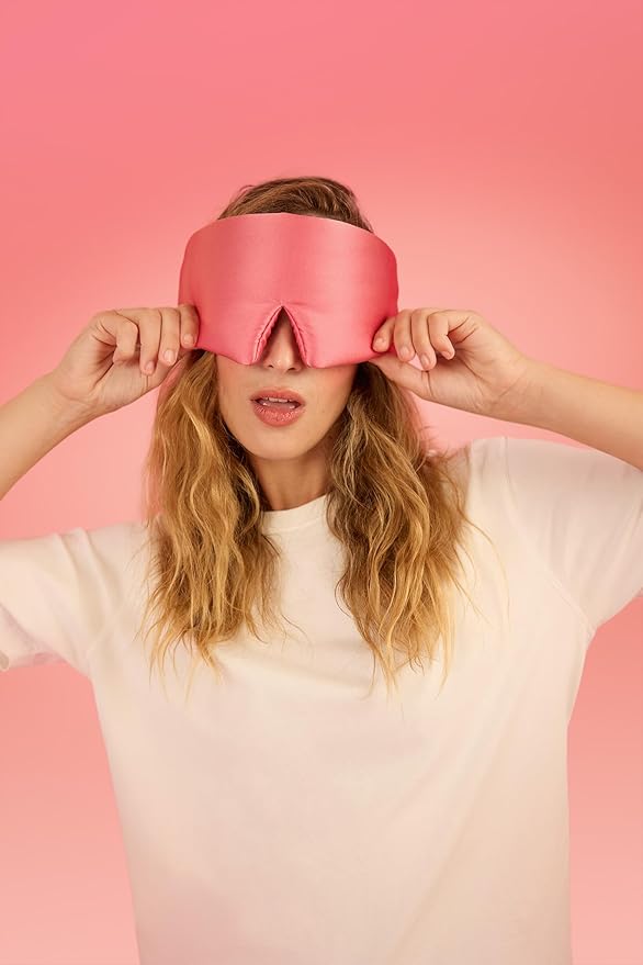 Glow People Silk Sleep Mask – 100% Mulberry Silk Eye Mask for Sleeping, Total Blackout, Cloud-Soft and Adjustable for Beauty Sleep and Travel - Rose Dust