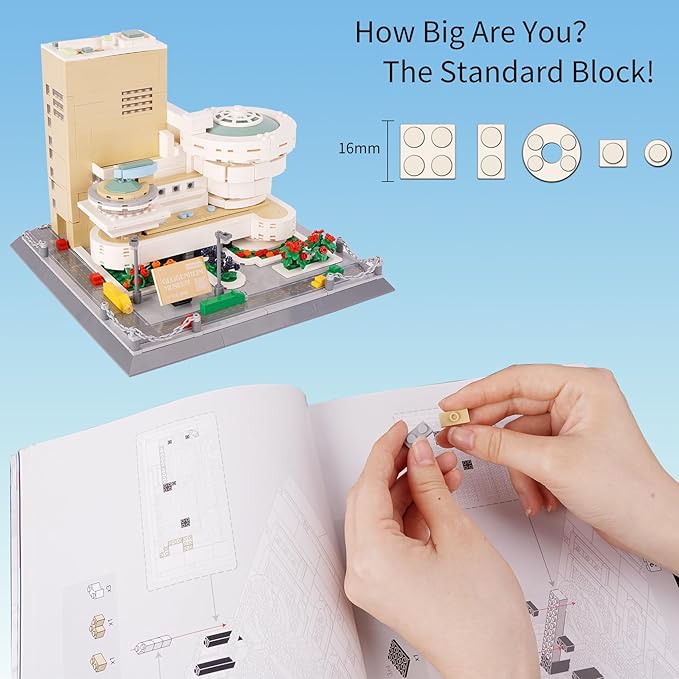 Oichy Building Blocks Set, 902PCS World Famous Architectural Model Kits Guggenheim Museum Toys Building Sets for Adults and Kids