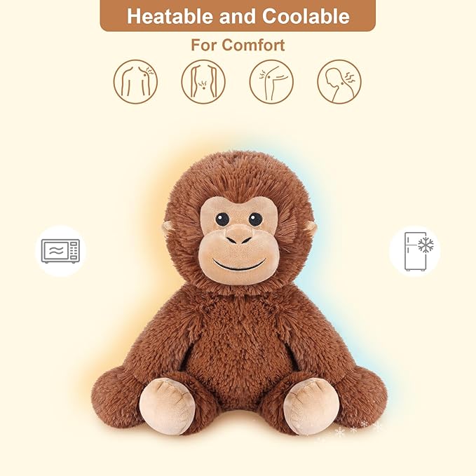Heatable & Coolable Monkey Stuffed Animal, Microwavable Heating Pad Plushies for Soothing & Relaxation, Lavender Scented Stuffed Plush Toys, Monkey Gifts Boys Girls