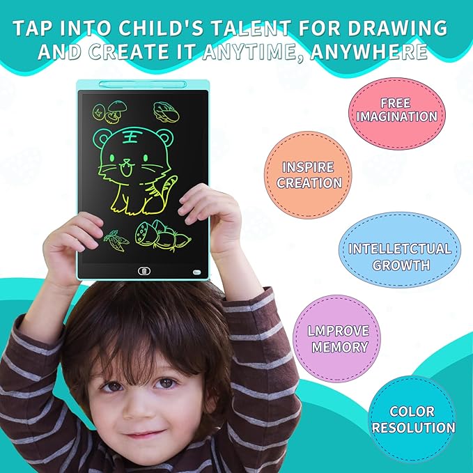 [2 Pack] Genialba LCD Writing Tablet 10-Inch Colorful Doodle Board, Toddler Learning Educational Toys Gifts for 3-8 Years Old Girls and Boys, Electronic Drawing Tablet(Blue&Green)