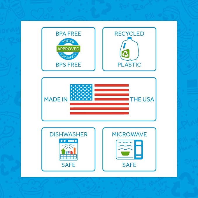 Re-Play Made in USA 12 Oz. Reusable Plastic Bowls, Pack of 3 Without Lid - Dishwasher and Microwave Safe Bowls for Snacks and Everyday Dining - Toddler Bowl Set 5.75" x 5.75" x 2", True Blue