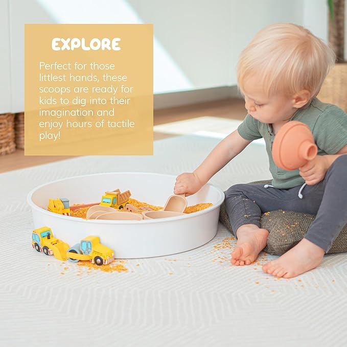 Inspire My Play - 4 x Mini Silicone Scoops - Perfect for Sensory PlayTray - Sensory Bin Accessories - Special Education Classroom Supplies - Montessori Education Toys - Multi-Purpose Shovel - Natural