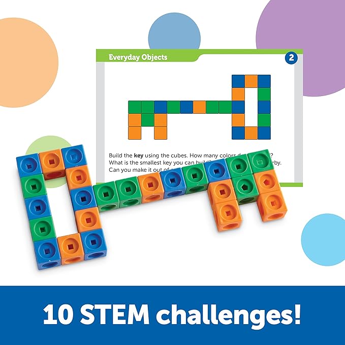 Learning Resources STEM Explorers MathLink Builders - 100 Pieces, Ages 5+, Kindergarten STEM Activities, Math Activity Set and Games for Kids, Linking Cubes, Connecting Cubes