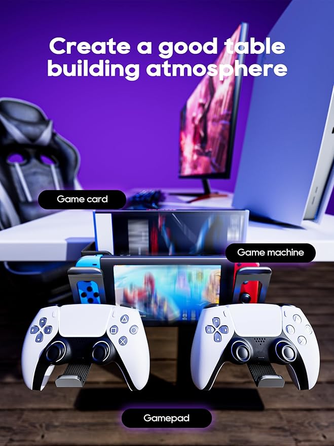 NODOCA 2-Slot Laptop Storage for Desk, Vertical Laptop Stand for Desk, MacBook Vertical Stand, with Headphone Holder, Desk Side Storage for MacBook/Surface/Samsung/HP/Dell[L, Black]