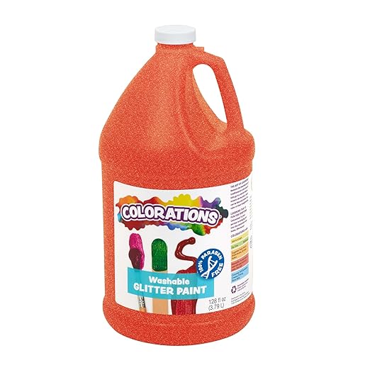 Colorations Washable Glitter Paint, Gallon, Orange, Non Toxic, Vibrant, Bold, Kids Paint, Craft, Hobby, Fun, Art Supplies