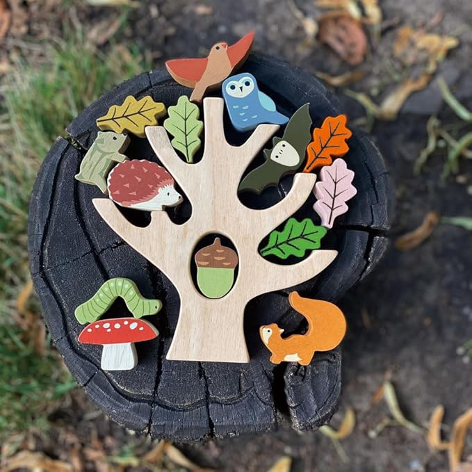 Tender Leaf Toys - Stacking Forest - Wooden Animal Balancing Game for Children and Toddlers - Manual Dexterity and Cognitive Development for Ages 18 Months+