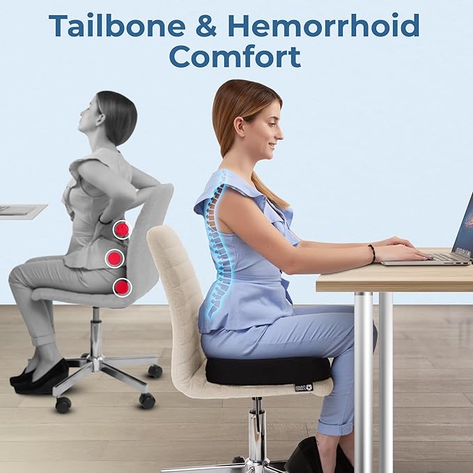 5 STARS UNITED Donut Pillow Hemorrhoid Tailbone Cushion – Large Cushion for Pain Relief – Coccyx, Prostate, Sciatica, Pelvic Floor, Pressure Sores, Pregnancy, Postpartum Recovery, Black