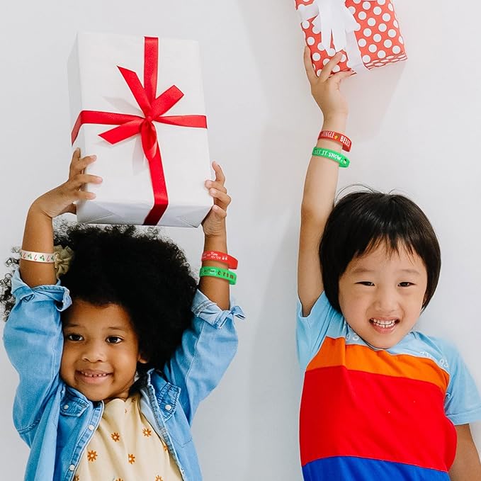 Hiboom 100 Pieces Christmas Silicone Bracelets Bulk Christmas party favors Rubber Wristbands for Adults Holiday Party Decoration Supplies Stocking Stuffers, 10 Styles