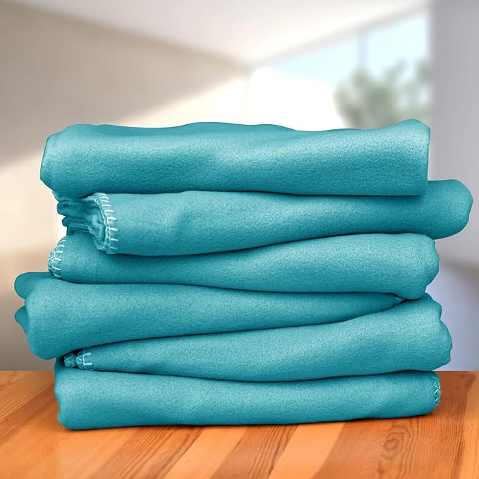 Fleece Throw Blanket Bulk Fleece Blankets Solid Lightweight Warm Soft Cozy Pet-Friendly for Home Bed Sofa Couch Dorm Office Wedding Gifts Travel Airplane Seasons (Petrol Blue, Pack of 6-50x60 Inches)