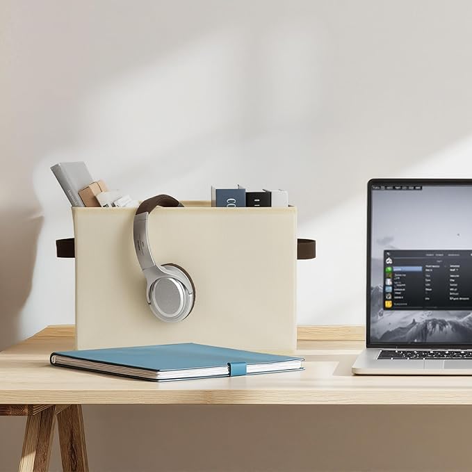 Cupic Cupid Storage Bins Closet, Fabric Closet Organizers and Storage, 6-Pack Baskets for Organizing, Large Storage Boxes with Handles for Clothes and Toys, Beige