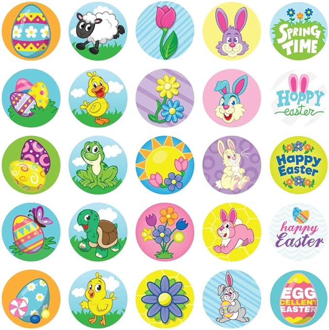 JOYIN Easter Crafts Assortment Kit with 500 Stickers, 144 Easter Shapes Adhesive, 60 Theme Temporary Tattoos and 6 Stampers (Over 700 Pcs) for Egg Basket Stuffers Fillers