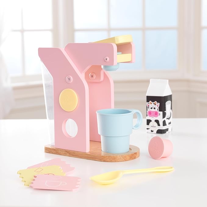 KidKraft Children's Pastel Coffee Set - Role Play Toys for The Kitchen, Play Kitchen Accessories, Gift for Ages 3+