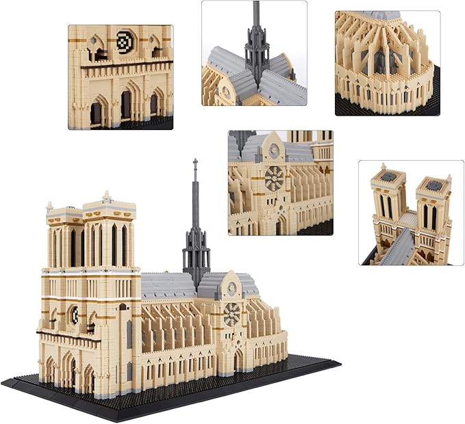 Building Blocks, Architecture Notre Dame de Paris Model Micro Mini Blocks Creative Building Blocks Set, 7380 PCS