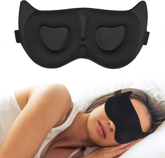 AMAZKER Cute Sleep Eye Mask for Kids, 3D Contoured Cup Sleeping Mask & Blindfold, Concave Molded Night Sleep Mask, Block Out Light, Soft Comfort Eye Shade Cover for Travel Yoga Nap,KD