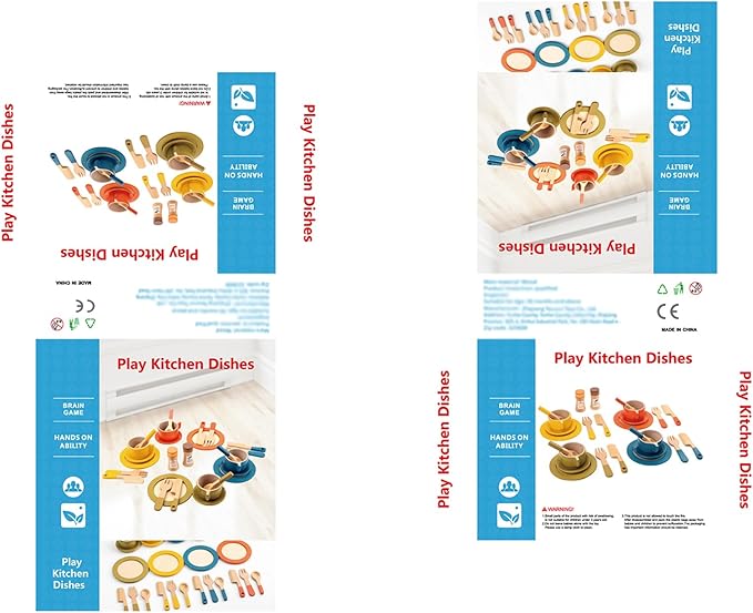 GAGAKU Wooden Dishes Kids Wooden Dishes for Play Kitchen Kids Play Dish Set Wood Plates Set for Toddler Montessori Wooden Kitchen Toys Accessories