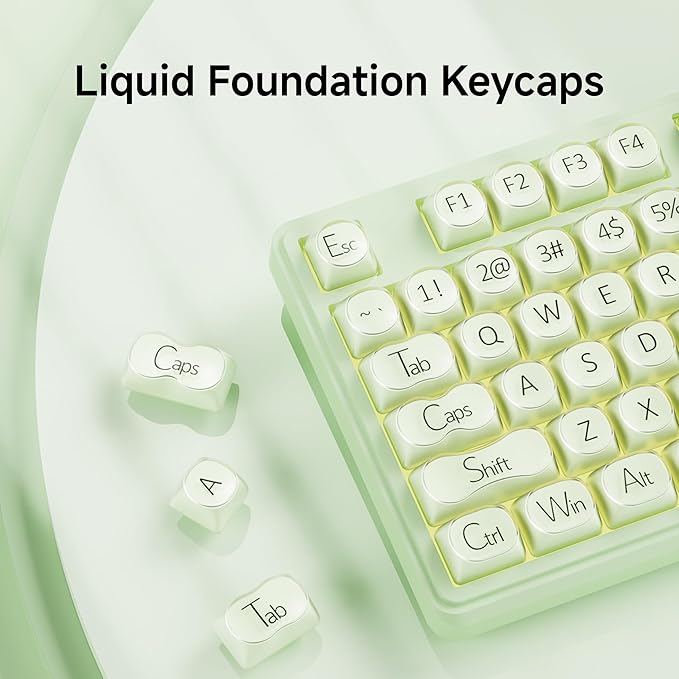 V102 Wired Keyboard, 98 Keys Creamy Gaming Keyboard with Number Pad, Display Screen & Media Knob RGB Silent Wired Cute Computer Keyboard for Laptop PC Gamer - Green