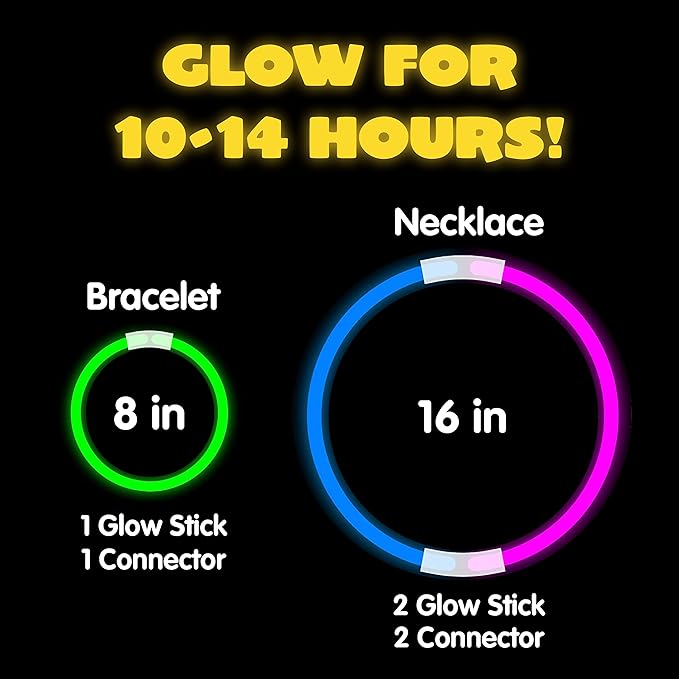 JOYIN 300 Pcs 8" Glowsticks, Bracelets Necklaces, Glow in the Dark Party Favors, Easter, Christmas, Halloween Supplies Pack, Football Party Supplies