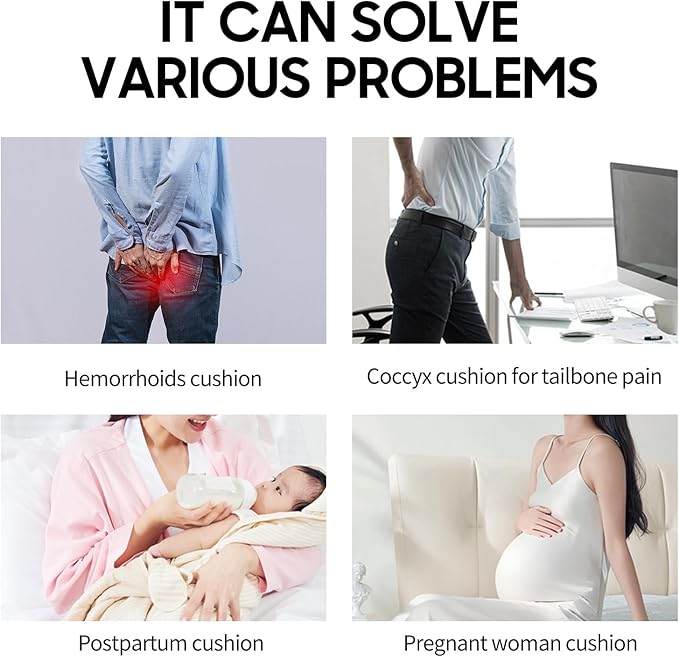 Travel Cushion for Airplane - Inflatable Seat Cushion for Long Flights, Perfect for Office Chairs, Wheelchairs, Car Seats & Outdoor Cushions Black Air-Filled 17.7x15.7 inches (Grey)