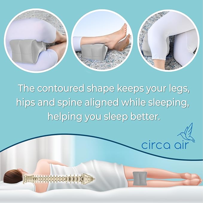 Circa Air Inflatable Knee Pillow - for Side Sleepers, Travel Knee Pillow Between Legs for Sleeping, Orthopedic Sciatica Pain Relief Pillow, Light & Compact