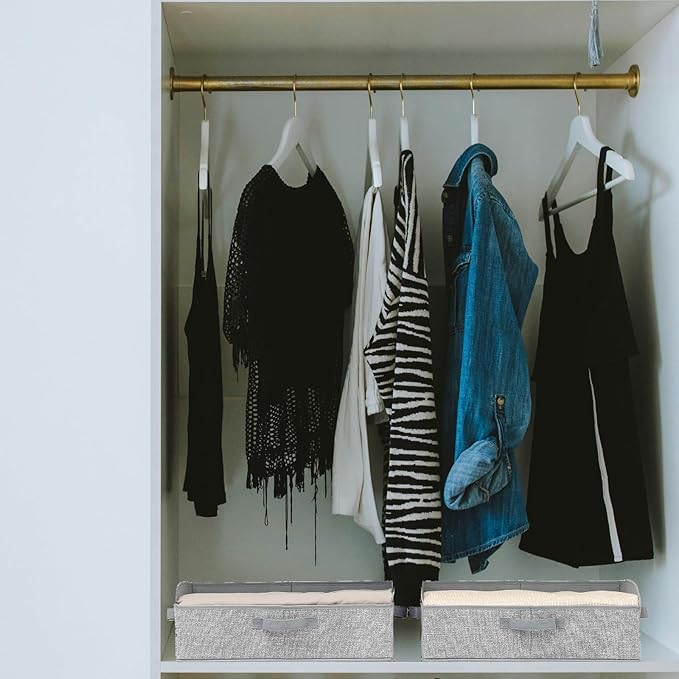 3 Pack Closet Organizers, Foldable Clothes Storage Organizers with Handles, Large Capacity, Sturdy Drawer Storage Boxes for Clothing, Underwear, Books, Shelves, Wardrobe Organizing, Brown