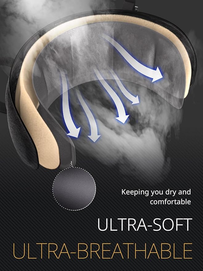 Bonairest Travel Pillow, Airplane Neck Pillow with 3D Eye Mask for Sleeping, Round Edge Plane Head Strap 360°Headrest Support for Long Flight, Stop Bobblehead, Travel Essential for Car Road Trip Grey