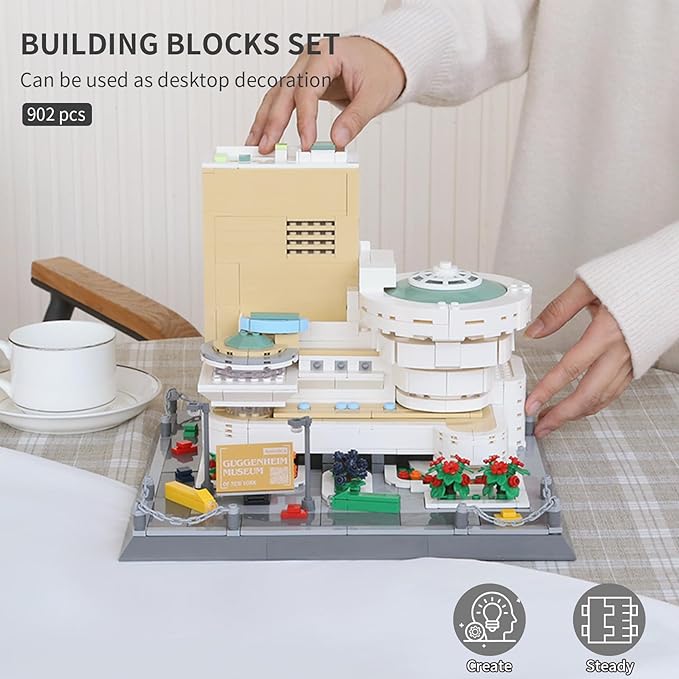 Oichy Building Blocks Set, 902PCS World Famous Architectural Model Kits Guggenheim Museum Toys Building Sets for Adults and Kids