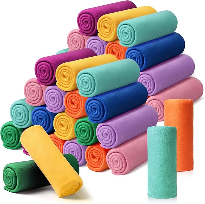 Kinlop Fleece Blanket Bulk 60 x 50 Inch Soft Lightweight Fleece Cozy Blanket Warm Throw Plush Pet Throw for Bed Couch Sofa Home Office Wedding Gifts Travel Camping(Stylish Color,40 Packs)
