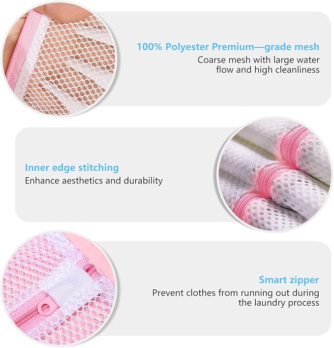 Upgraded Coarse Mesh Laundry Bag - Wash Delicate Lingerie, Garment & Shoe Storage, Travel Essentials - Durable & Breathable，4Pcs, MIAETFH