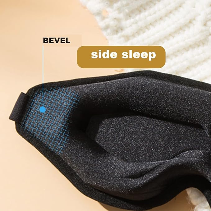 Fan Wu 3D Contoured Sleep Mask for Side Sleepers – Ultra Soft Blackout Eye Mask with Adjustable Strap, Zero Pressure on Eyes, Breathable & Lightweight Memory Foam for Travel, Nap, Shift Work