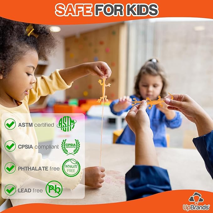 UpBrands 24 Pack ORANGE Super Stretchy Lizard Toys - Tangy Party Favors, Rubber Lizards for Kids, Small Classroom Prizes, Reptile & Newt Toy, Stress-Relief & Orange Celebrations