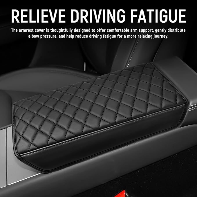 Bercicci Center Console Armrest Cover Compatible with Tesla 2025 2026 Model Y Juniper & 2024-2026 Model 3 Highland Accessories Leather Material Center Console Liner Protection