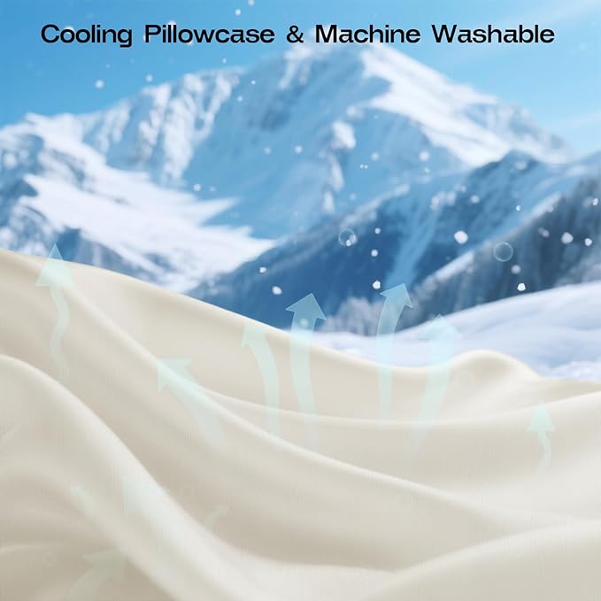 Side Sleeper Pillows for Adults - Patented Cervical Neck Pillow for Sleeping - High Density Extra Soft Ergonomic Curved Memory Foam Pillow, Cooling Pillowcase (Beige)