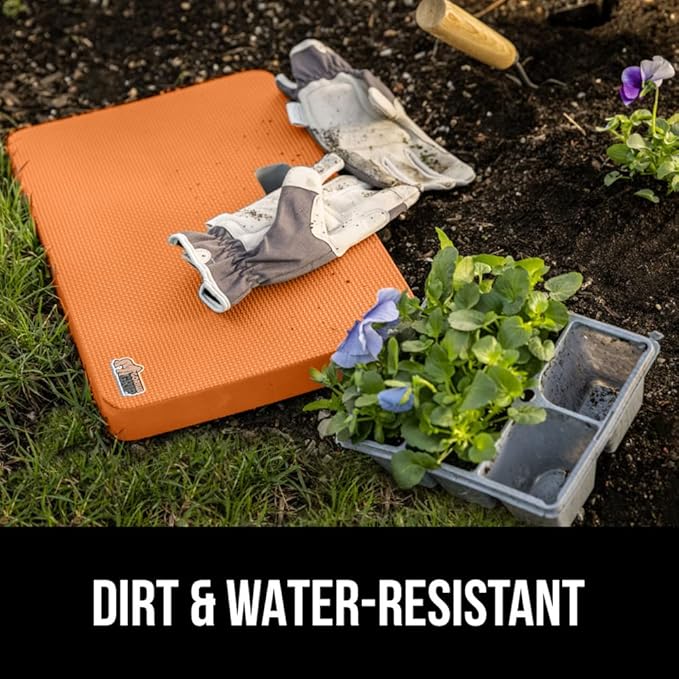 GORILLA GRIP Extra Thick Patent Pending Soft Foam Kneeling Pad, 2 PK, Supportive Large Cushion Knee Pads for Gardening, Baby Bath, Dirt and Water Resistant, Workout and Garden Supplies, 17.5x11 Orange