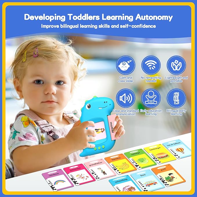 Talking Flash Cards, Flash Cards for Kids-Vehicles, Food, Colors, Animals, Toddler/Head Start Teaching Aids for Preschool, Toys for 2 3 4 5 Year Old Boys and Girls