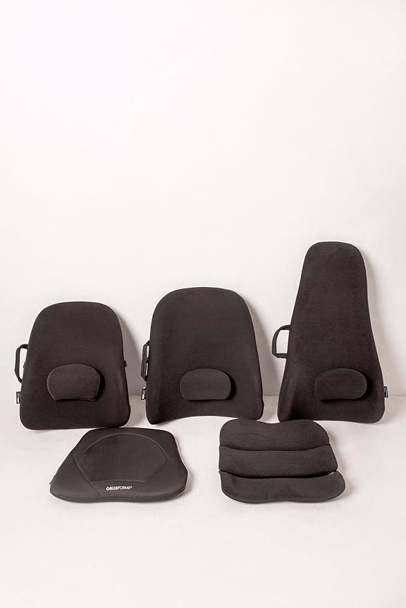ObusForme Lowback Backrest Support – Lower Back Padded Seat Cushion and Lumbar Support Pillow, Portable Posture Support with Soft and Durable Foam