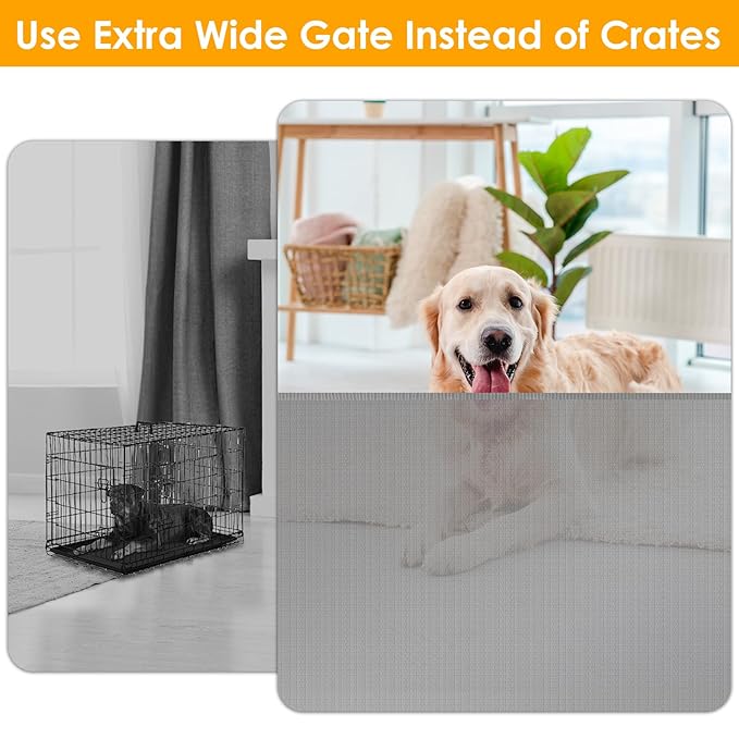 180 Inch Extra Wide Baby Gates for Large Openings Extra Long Retractable Dog Gate for Living Room, Kitchen, Dining Room, Bottom of Stairs, Doorway, Fireplace, Garage, Porch, Deck, Patio, Backyard