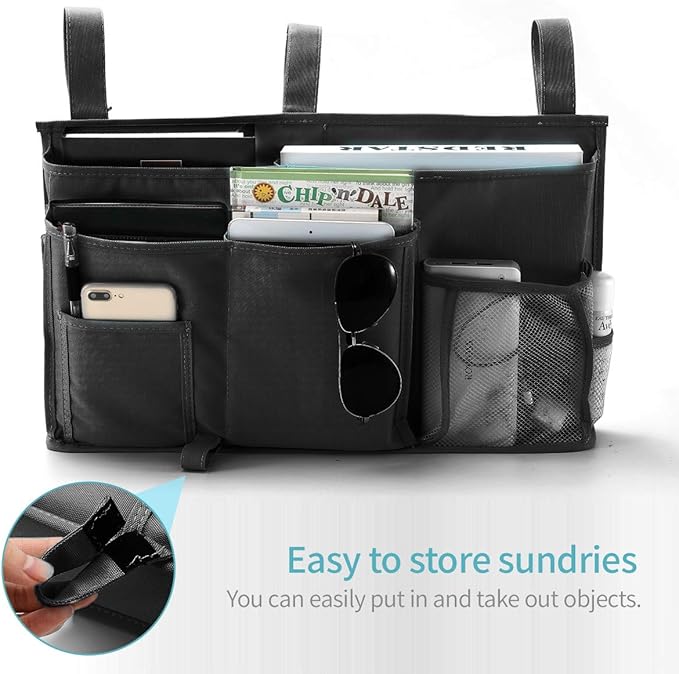Bseash Bunk Bed Organizer, Bedside Caddy Hanging Bed Organizer Storage Bag 8 Pockets, for College Dorm Rooms Bed, Hospital Bed, Baby Bed Rails, 600D Oxford Cloth