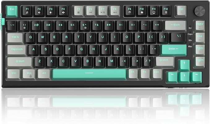 MageGee SKY81 75% Mechanical Gaming Keyboard, Gasket Hot Swappable Wired Custom Creamy Keyboard with 5-Layer Sound Dampening, Knob Control, RGB Backlit, NKRO for Win/Mac (Dark Elf, Blue Whale Switch)