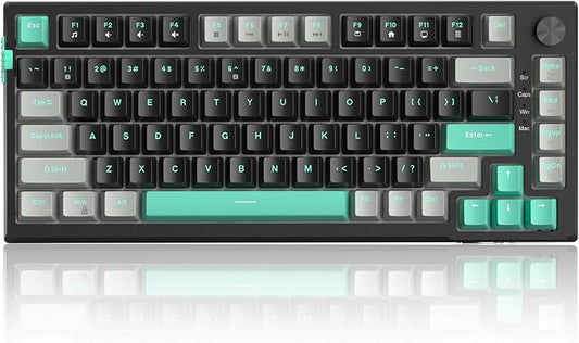 MageGee SKY81 75% Mechanical Gaming Keyboard, Gasket Hot Swappable Wired Custom Creamy Keyboard with 5-Layer Sound Dampening, Knob Control, RGB Backlit, NKRO for Win/Mac (Dark Elf, Blue Whale Switch)