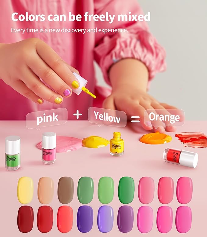 Geyiie Nail Polish Set Toys Nail Stickers, Nail Art Kits with Nail Dryer Glitter Pen for Girls, DIY Manicure Decoration Spooky Nail Decals Gifts