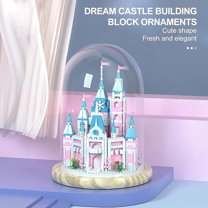 Architecture Sets Toy Building Blocks Pink Castle Set, House Building Blocks Set Miniature 1743 Pcs Micro Bricks Collectible Ideas Teen Girl Gifts Age 14 and up, DIY Decoration Home