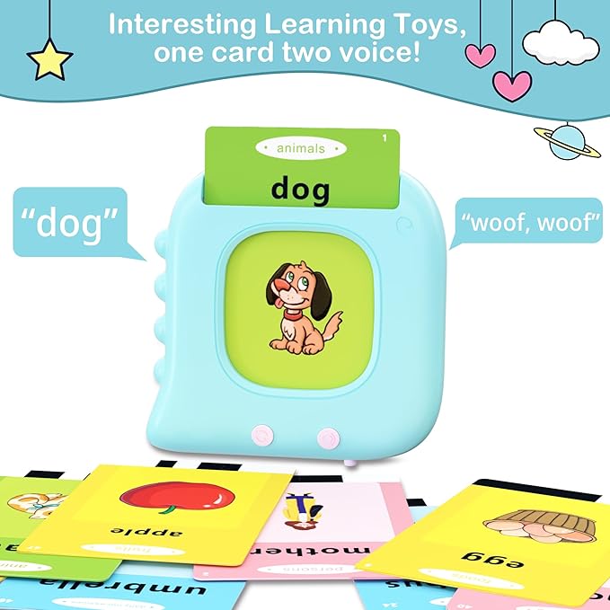 Talking Flash Cards for Toddlers 1-3, Toddler Toys for Ages 1 2 3 4 5 Years Old Boys, Pocket Speech Therapy Toys with 224 Sight Words, Autism Sensory Toys, Montessori Educational Learning Toys Gifts