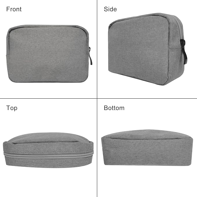 HSYAMY Small Cosmetic Bag for Women, 2 Pack Travel Makeup Bag, Portable Zipper Nylon Storage Pouch Mini Organizer Toiletry Bag for Girl, Grey