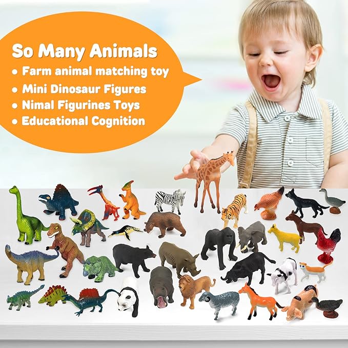 Farm Animal Flash Cards,12 Sets of Animal Figures for Toddlers Homeschool Preschool Science Educational Matching Game for Toddler Kids Zoo Montessori Animal Toys