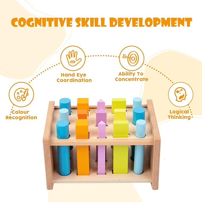 Montessori Shape Matching Toys Wooden Shape Sorting Toys Color Shape Sorting Sticks Toys for 1-3 Years Old Children Educational Toy for Preschoolers
