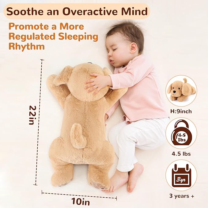 Yellow Lab Weighted Stuffed Animals - 22 Inch 4.5 Pounds Weighted Plushies Labradoodle Stuffed Animals - Big Dog Plush Pillow - Cute Plush Toys Gifts for Kids & Adults (22" 4.5 lbs)